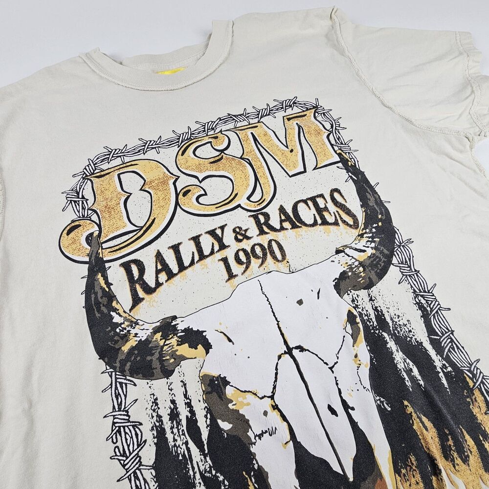Diet Starts Monday DSM Rally Races 1990 T Shirt Large Bull Skull Western Graphic